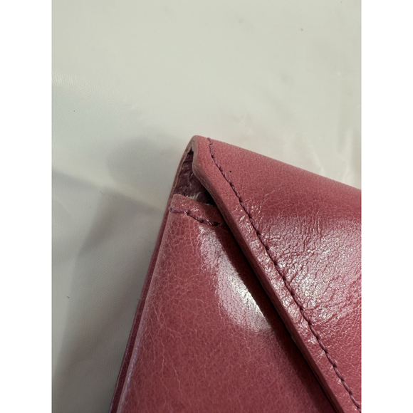 Abas Pink Leather Clutch Envelope Wallet Travel Barbie Pink - Picture 4 of 15